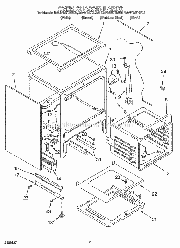 KitchenAid KGRT607HBT3 Range Oven Chassis Diagram