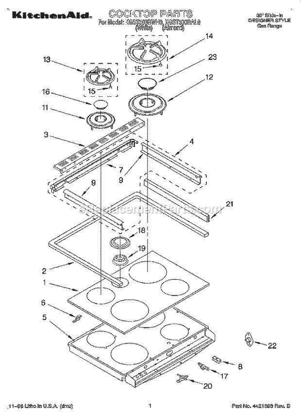 KitchenAid KGST300BAL0 Range Cooktop, Literature Diagram