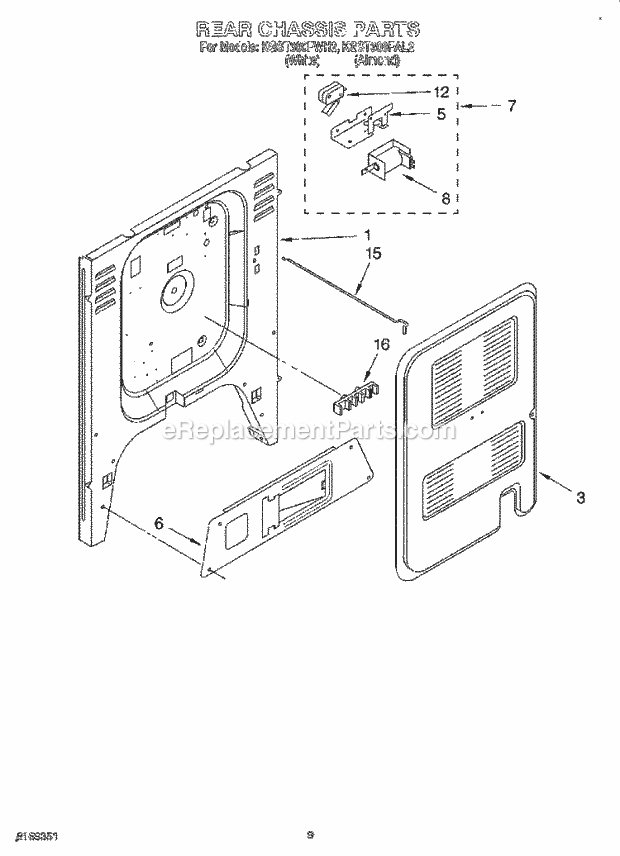 KitchenAid KGST300FWH2 Range Rear Chassis, Lit/Optional Diagram