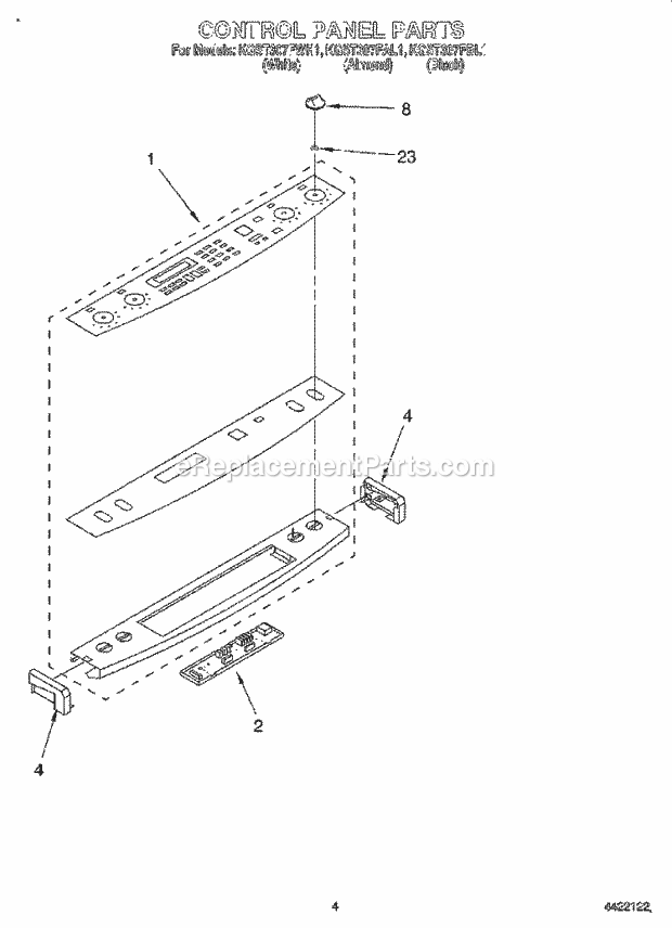 KitchenAid KGST307FAL1 Range Control Panel Diagram