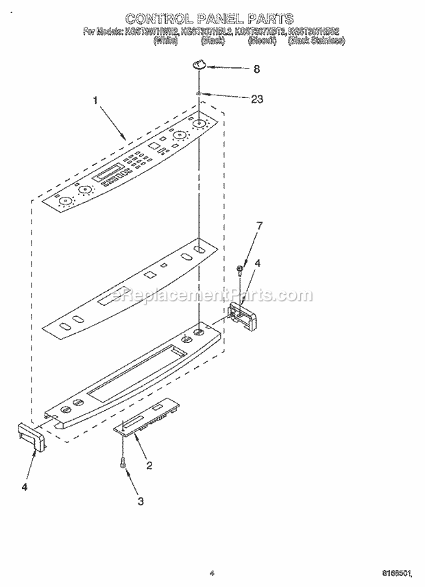 KitchenAid KGST307HBS2 Range Control Panel Diagram