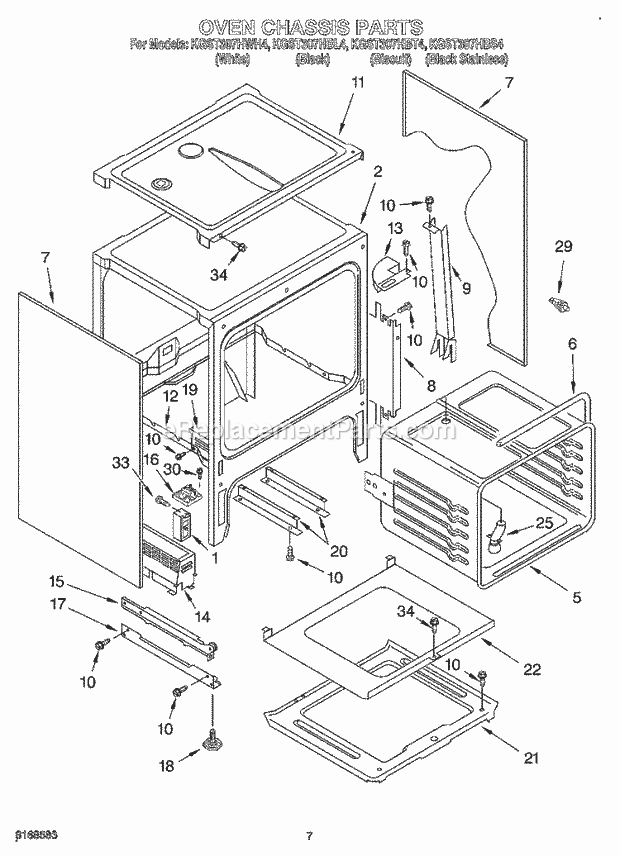 KitchenAid KGST307HBS4 Range Oven Chassis Diagram