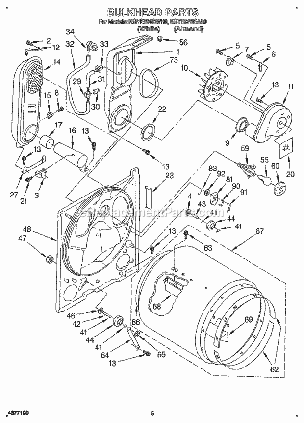 KitchenAid KGYE870BAL0 Dryer Bulkhead Diagram