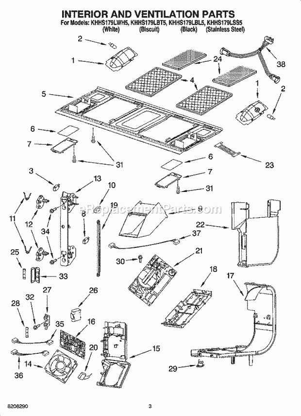 KitchenAid KHHS179LSS5 Microwave Interior and Ventilation Parts Diagram