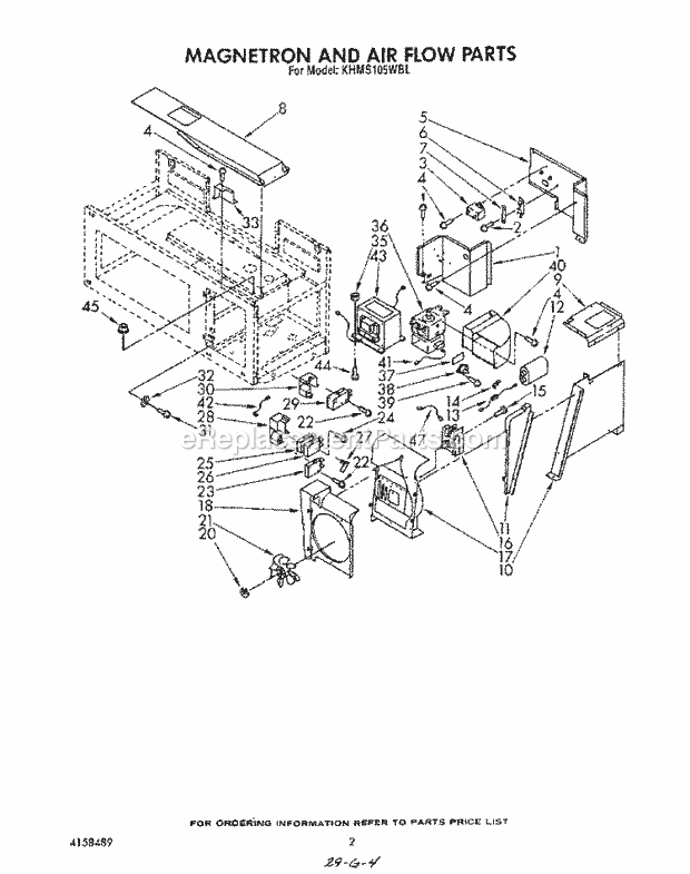 KitchenAid KHMS105WBL Microwave Magnetron and Air Flow Diagram