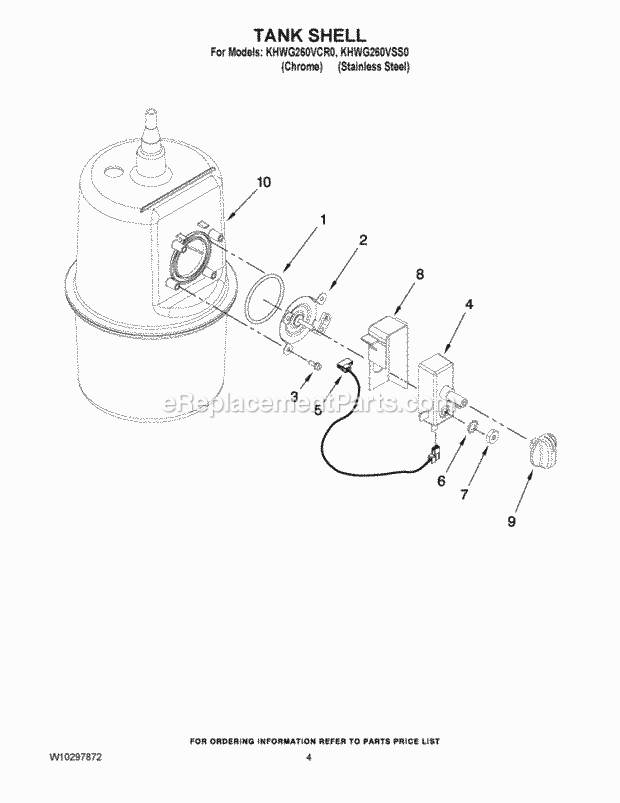 KitchenAid KHWG260VSS0 Hot Water Dispenser Tank Shell Diagram