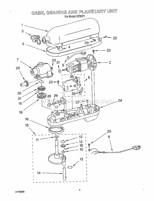 CASE, GEARING AND PLANETARY UNIT Diagram & Parts List for Model K5SS  Kitchenaid-Parts Mixer-Parts, S…