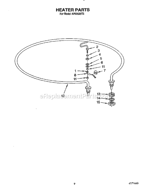 KitchenAid KPDI620T6 Dishwasher Heater Diagram