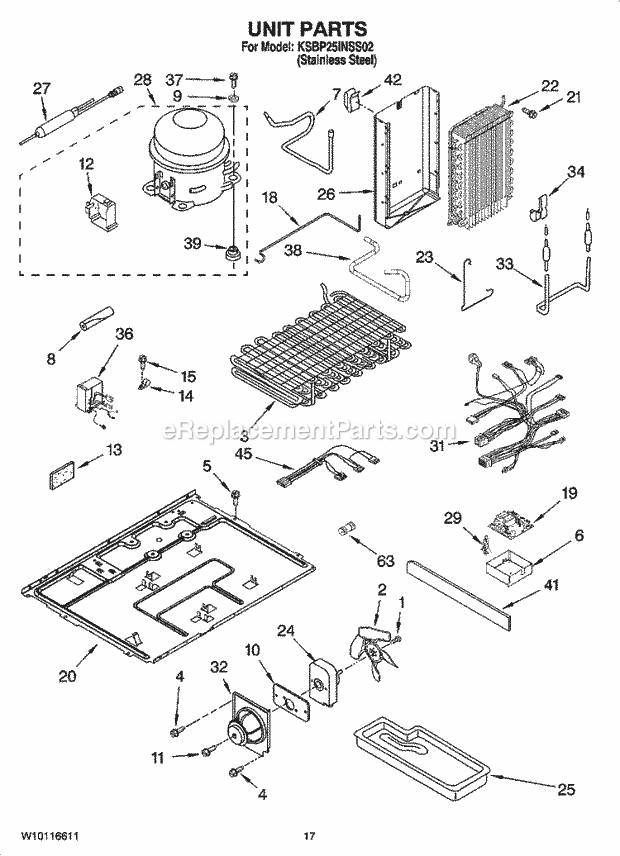 KitchenAid KSBP25INSS02 Refrigerator Unit Parts Diagram