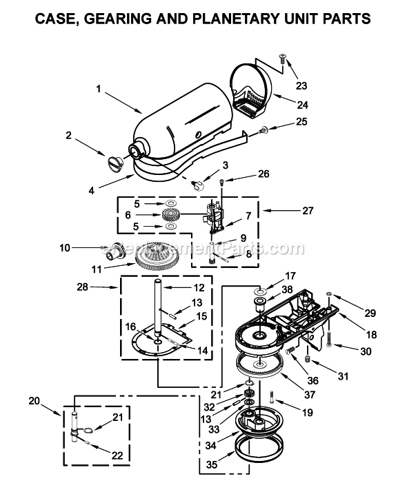 KitchenAid KSM153PSQGU0 5-Quart Stand Mixer Page C Diagram