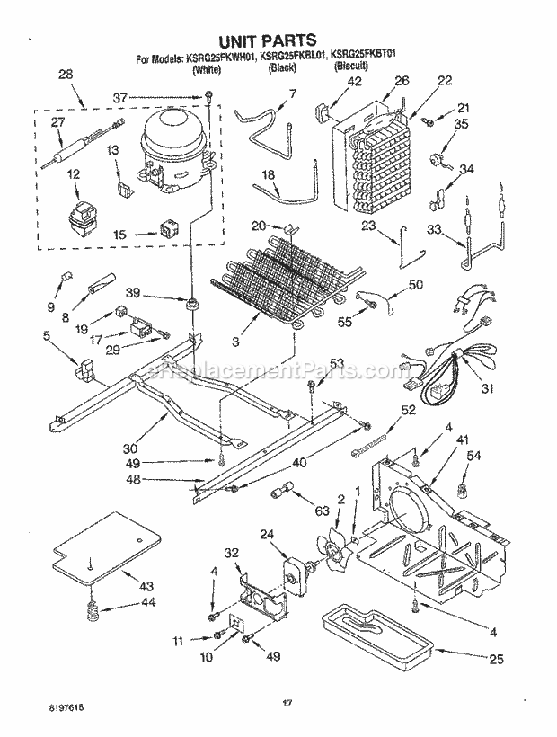 KitchenAid KSRG25FKBT01 Refrigerator Unit Diagram