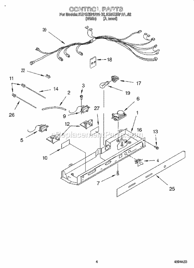 KitchenAid KSRS25FDAL02 Refrigerator Control Diagram