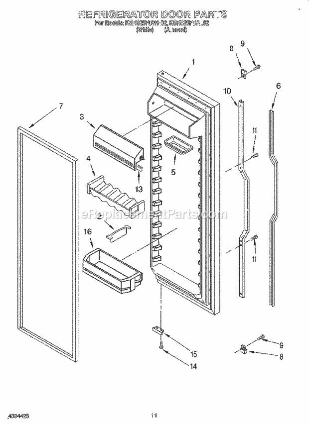 KitchenAid KSRS25FDAL02 Refrigerator Refrigerator Door Diagram