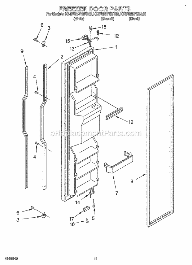 KitchenAid KSRW25FHWH00 Refrigerator Freezer Door Diagram