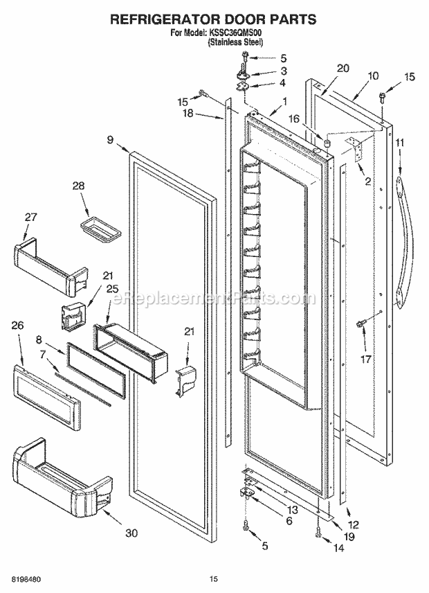 KitchenAid KSSC36QMS00 Refrigerator Refrigerator Door Parts Diagram