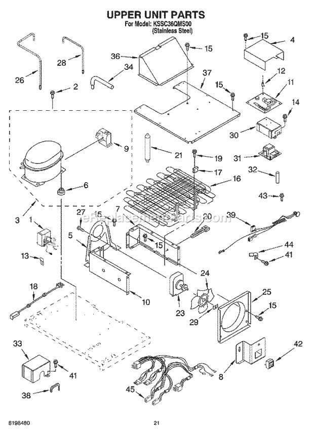 KitchenAid KSSC36QMS00 Refrigerator Upper Unit Parts Diagram