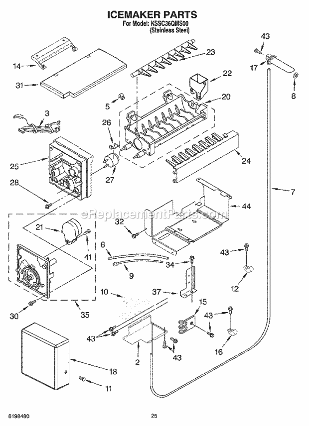 KitchenAid KSSC36QMS00 Refrigerator Icemaker Parts Diagram