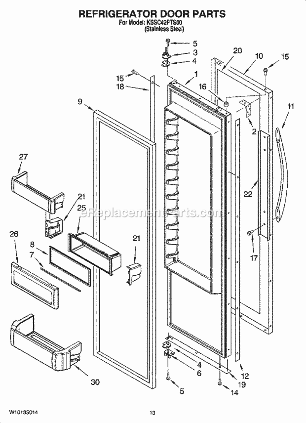 KitchenAid KSSC42FTS00 Refrigerator Refrigerator Door Parts Diagram