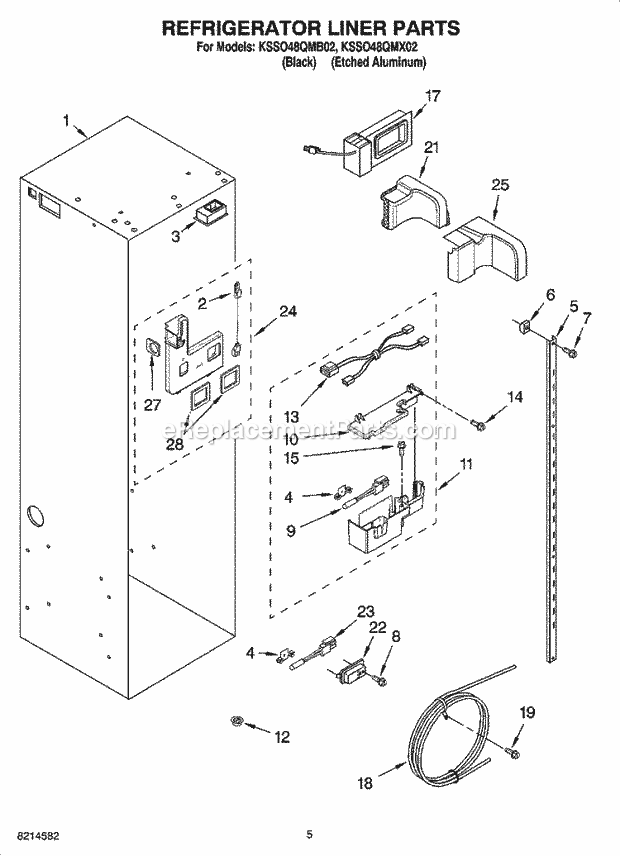 KitchenAid KSSO48QMX02 Refrigerator Refrigerator Liner Parts Diagram