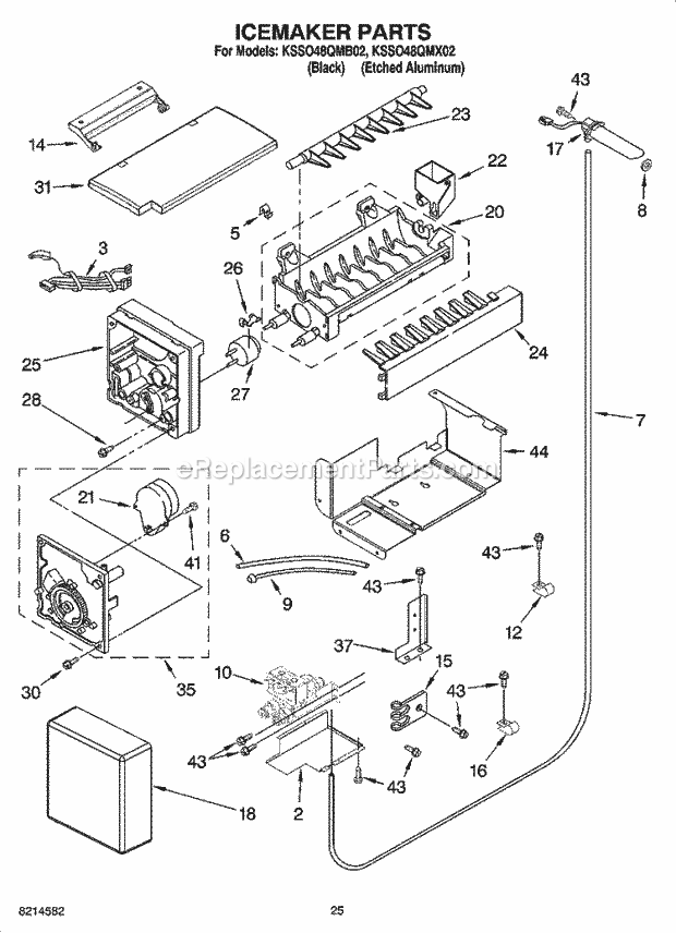 KitchenAid KSSO48QMX02 Refrigerator Icemaker Parts Diagram