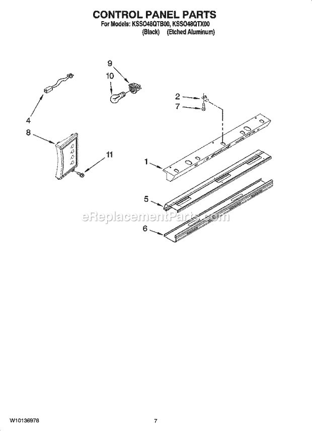 KitchenAid KSSO48QTB00 Refrigerator Control Panel Parts Diagram