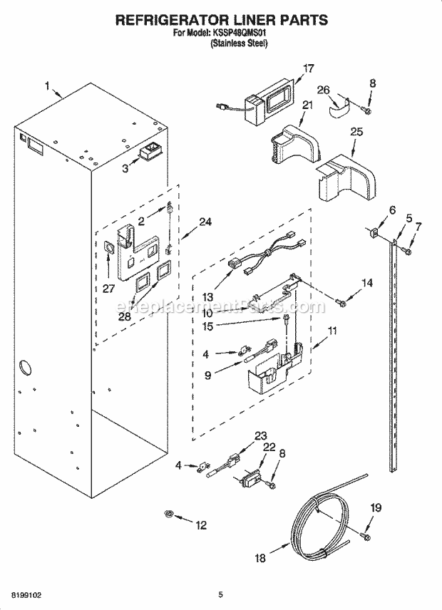 KitchenAid KSSP48QMS01 Refrigerator Refrigerator Liner Parts Diagram