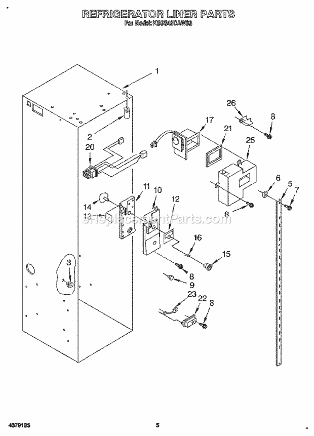 KitchenAid KSSS42DAW03 Refrigerator Refrigerator Liner Diagram