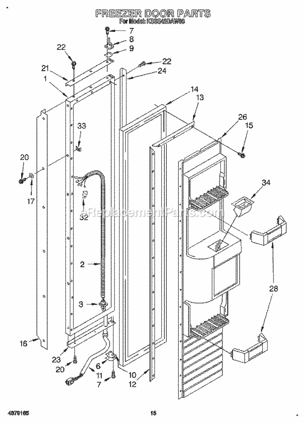 KitchenAid KSSS42DAW03 Refrigerator Freezer Door Diagram