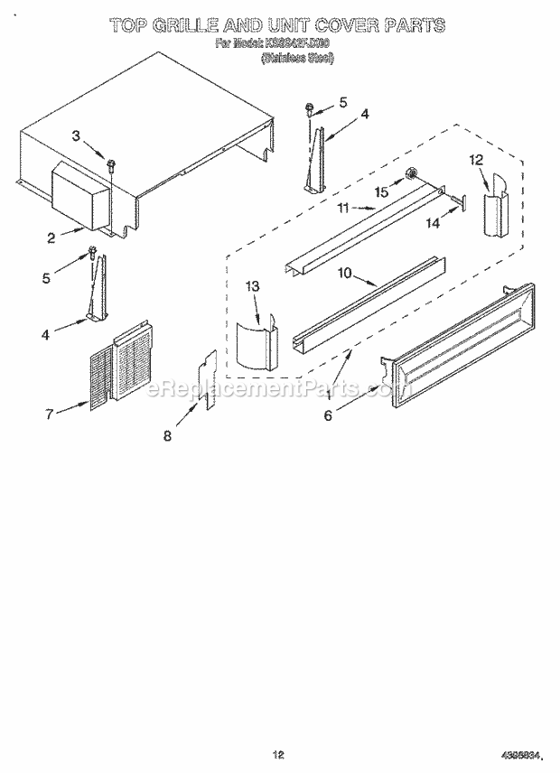 KitchenAid KSSS42FJX00 Refrigerator Top Grille and Unit Cover Diagram