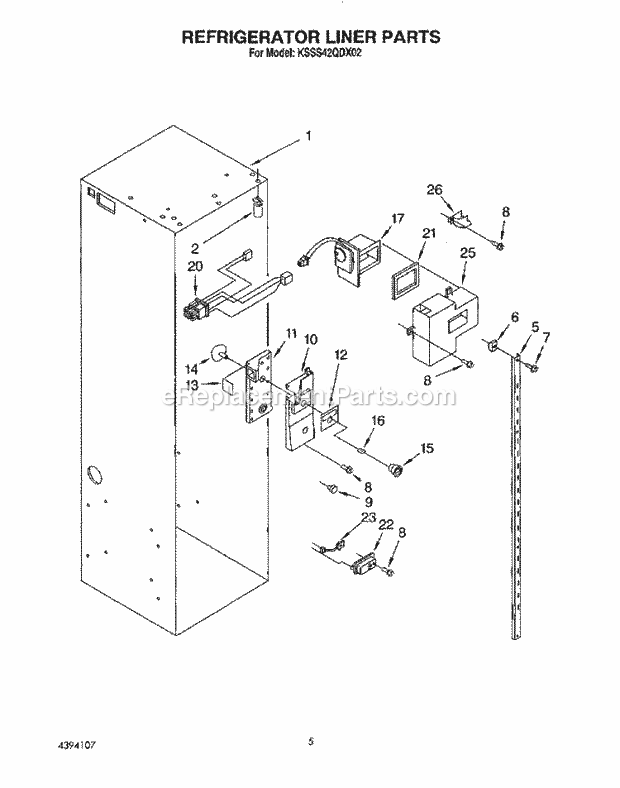 KitchenAid KSSS42QDX02 Refrigerator Refrigerator Liner Diagram