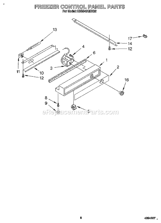 KitchenAid KSSS42QDX02 Refrigerator Freezer Control Panel Diagram