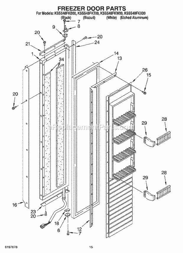 KitchenAid KSSS48FKB00 Refrigerator Freezer Door Diagram