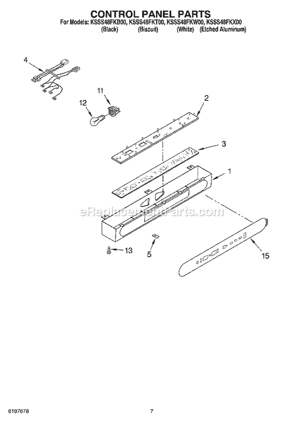 KitchenAid KSSS48FKW00 Refrigerator Control Panel Diagram