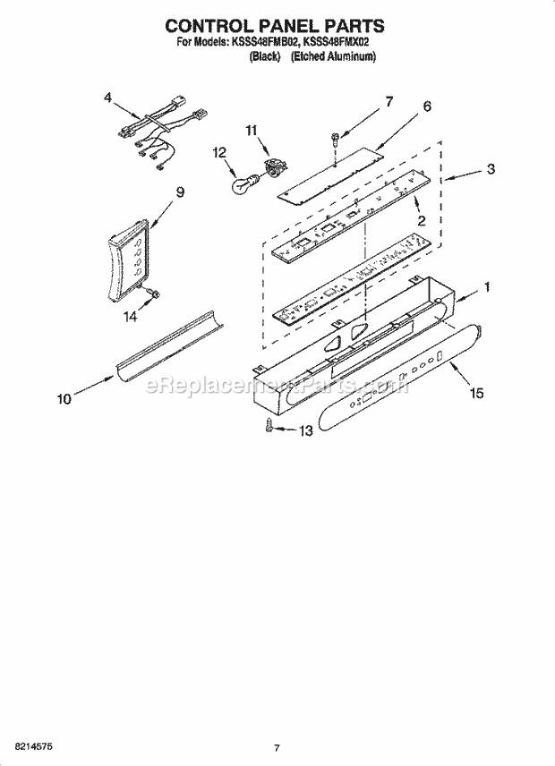 KitchenAid KSSS48FMX02 Refrigerator Control Panel Parts Diagram