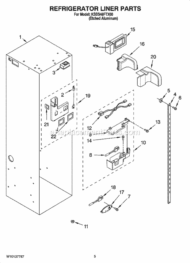 KitchenAid KSSS48FTX00 Refrigerator Refrigerator Liner Parts Diagram