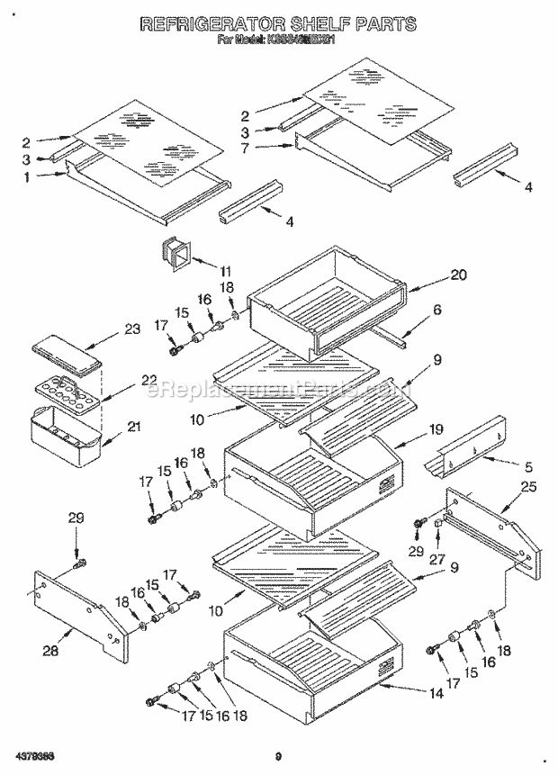 KitchenAid KSSS48MBX01 Refrigerator Refrigerator Shelf Diagram