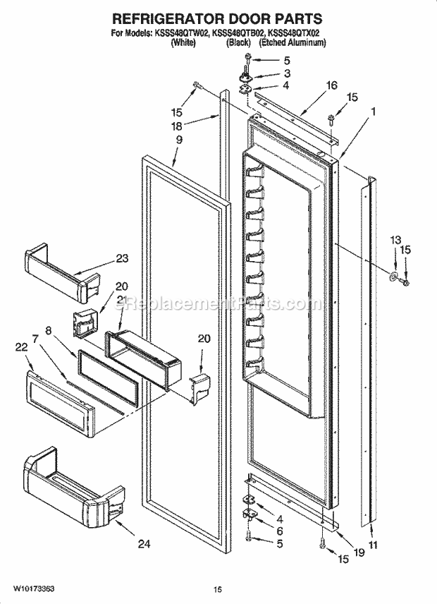 KitchenAid KSSS48QTX02 Refrigerator Refrigerator Door Parts Diagram