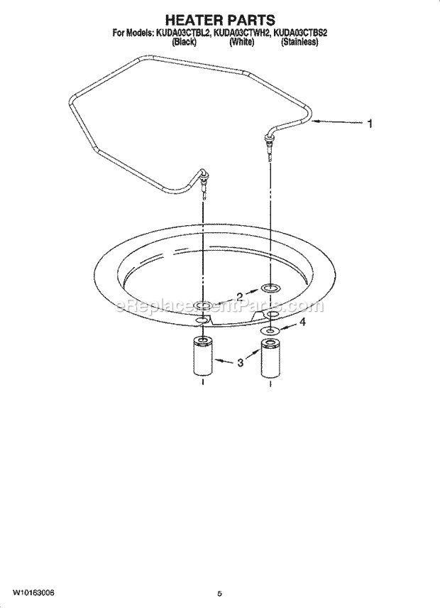 KitchenAid KUDA03CTWH2 Dishwasher Heater Parts Diagram