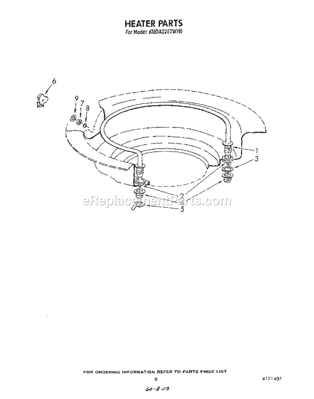 KitchenAid KUDA220TWH0 Dishwasher Heater Diagram