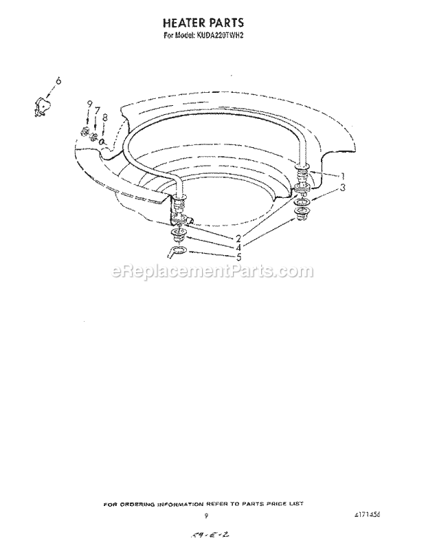 KitchenAid KUDA220TWH2 Dishwasher Heater Diagram