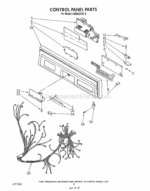 KitchenAid KUDA22ST0 Dishwasher Control Panel , Literature and Optional Diagram