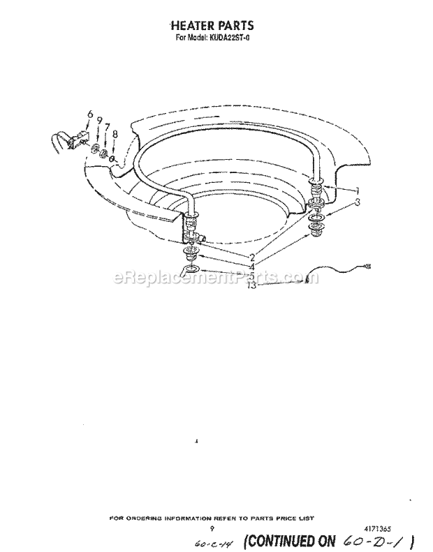 KitchenAid KUDA22ST0 Dishwasher Heater Diagram