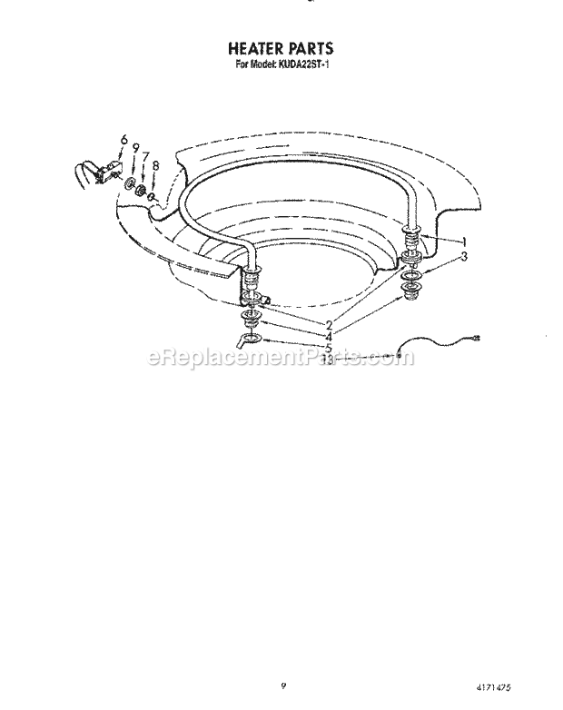 KitchenAid KUDA22ST1 Dishwasher Heater Diagram