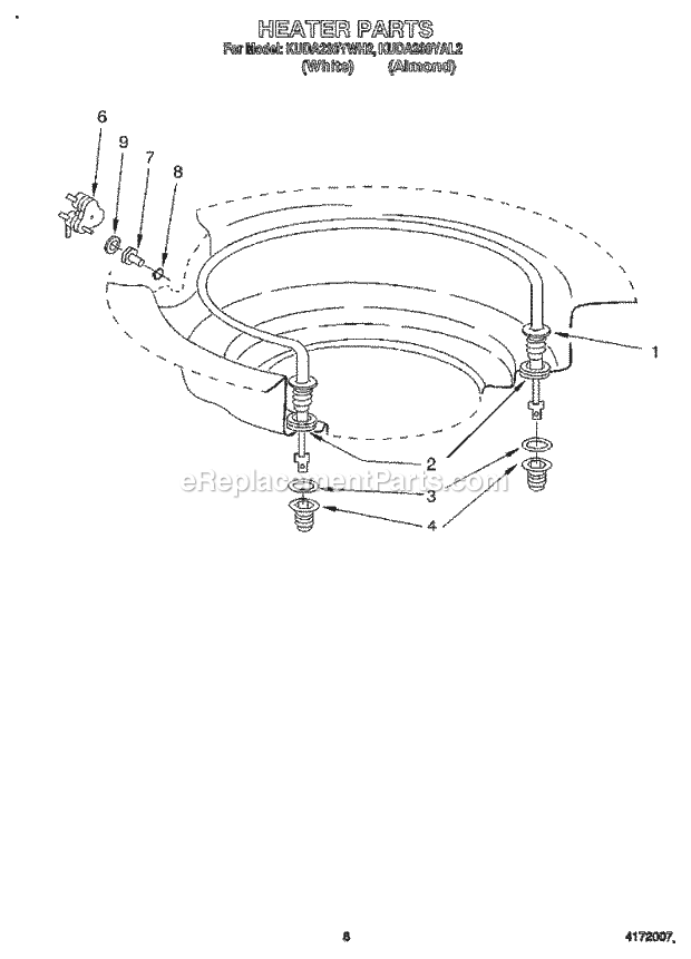 KitchenAid KUDA230YAL2 Dishwasher Heater Diagram