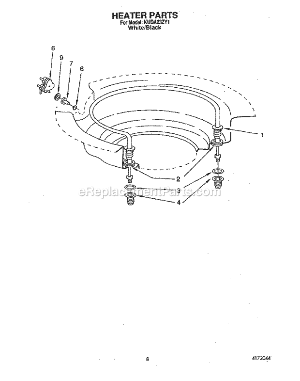 KitchenAid KUDA23ZY1 Dishwasher Heater Diagram