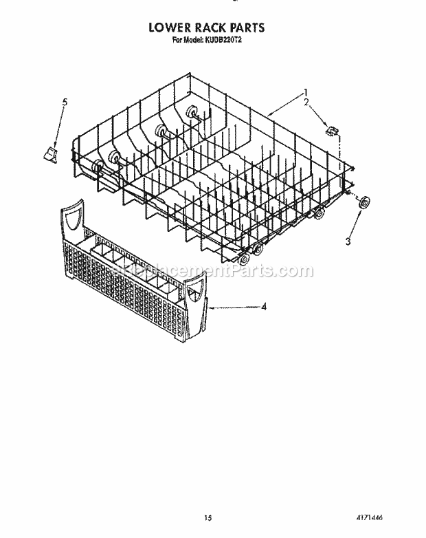 KitchenAid KUDB220T2 Dishwasher Lower Rack Diagram