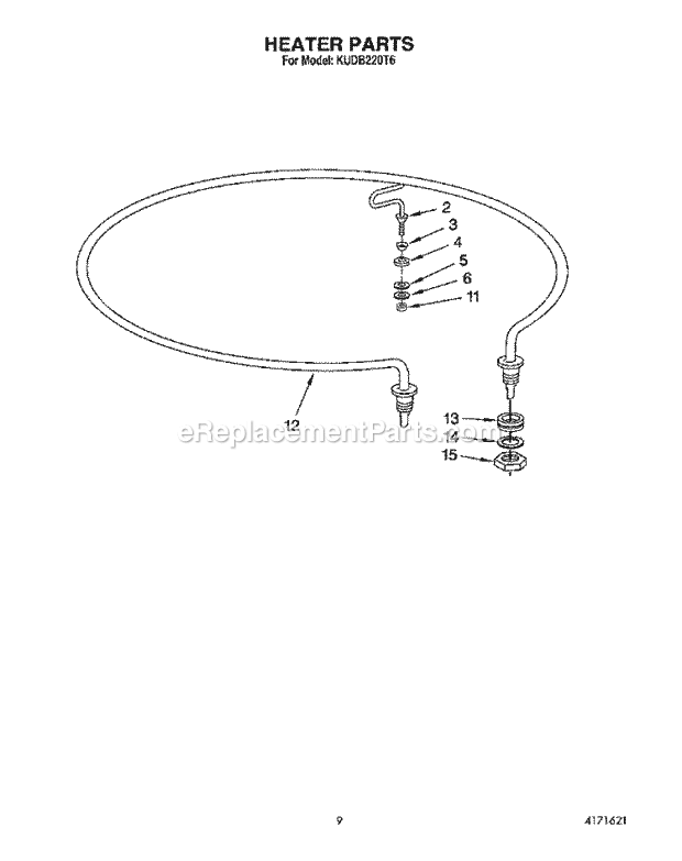 KitchenAid KUDB220T6 Dishwasher Heater Diagram