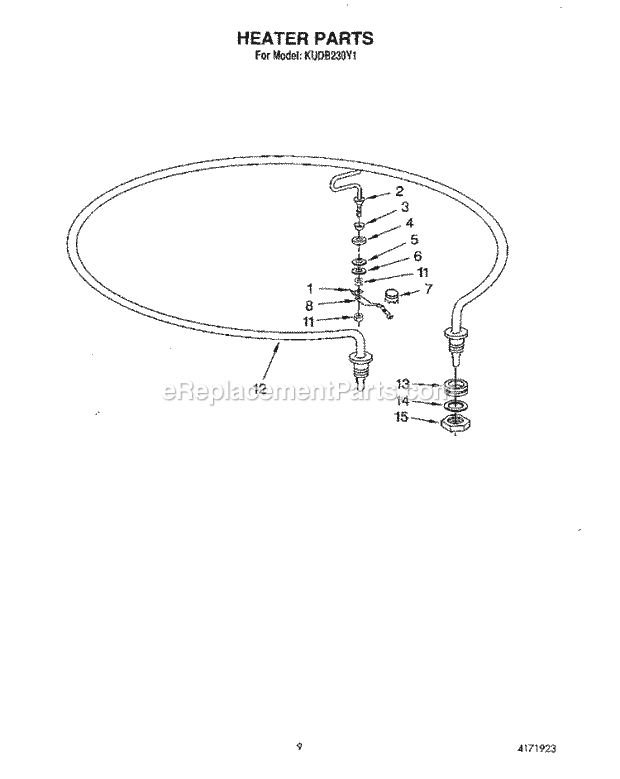 KitchenAid KUDB230Y1 Dishwasher Heater Diagram