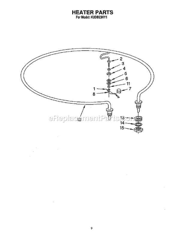 KitchenAid KUDB23HY1 Dishwasher Heater Diagram