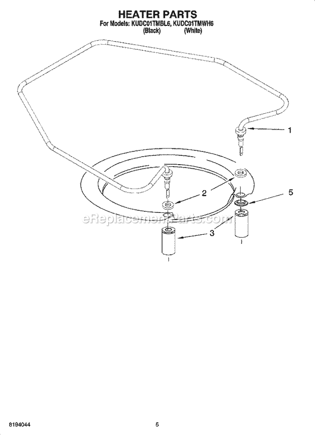 KitchenAid KUDC01TMBL6 Dishwasher Heater Parts Diagram